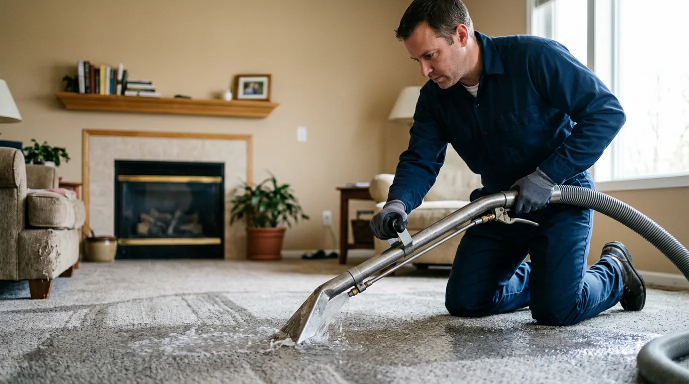 Water damage restoration technician working near Putnam, CT